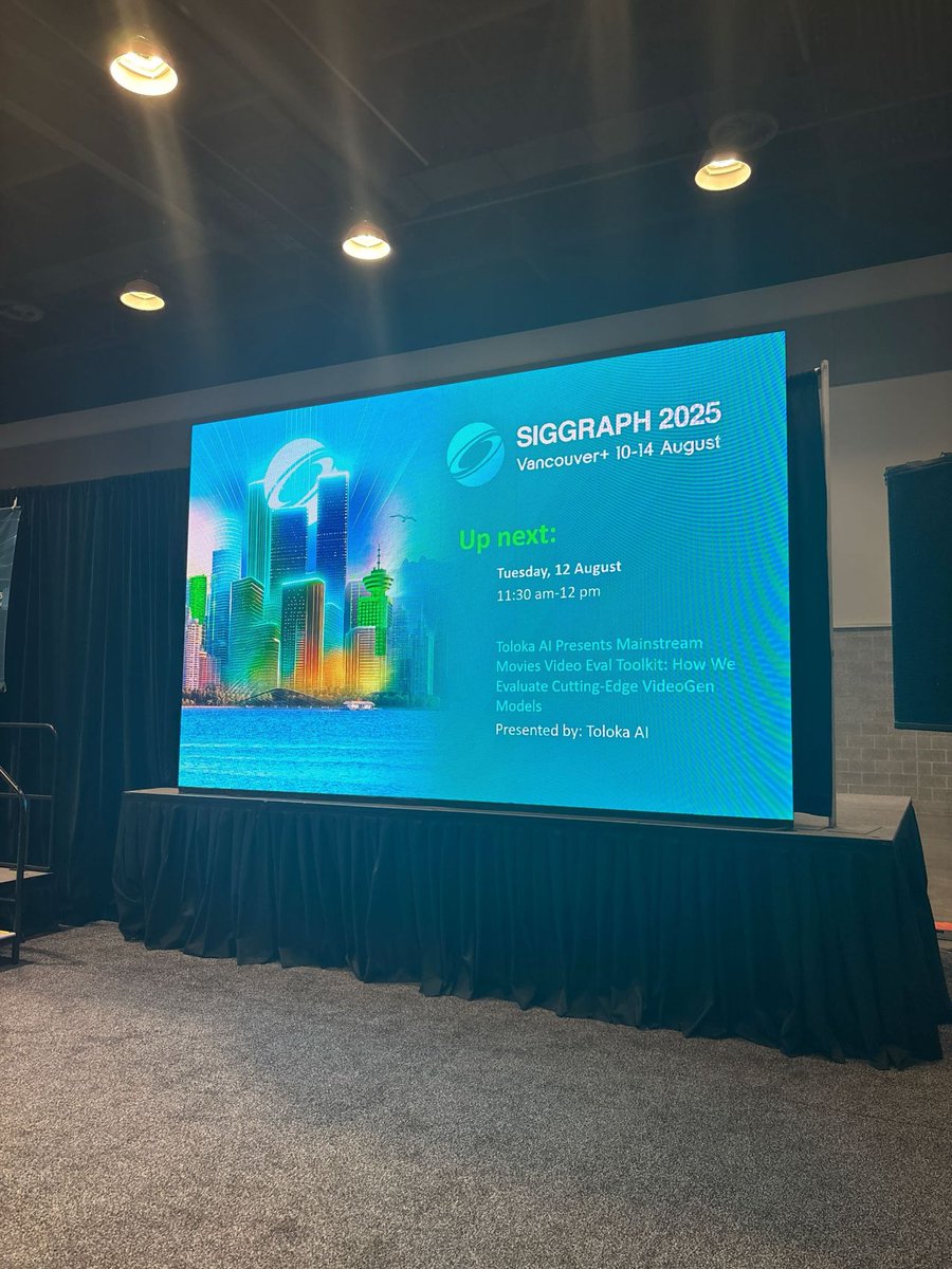 Great energy at #SIGGRAPH2025 in Vancouver yesterday!

Our very own Catherine F. took the stage to present Toloka's "Mainstream Movies Video Eval Toolkit," sharing deep insights into the methodologies behind evaluating the next wave of generative AI.

Her presentation highlighted