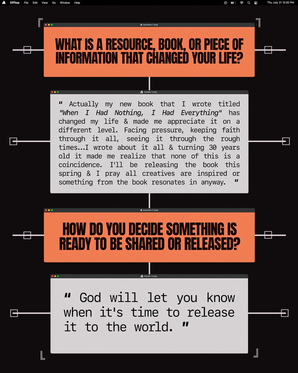 new interview with <a href="/offtopapp/">Offtop</a> speaking on my new book coming soon, how Chicago shaped my sound &amp; albums that inspire me