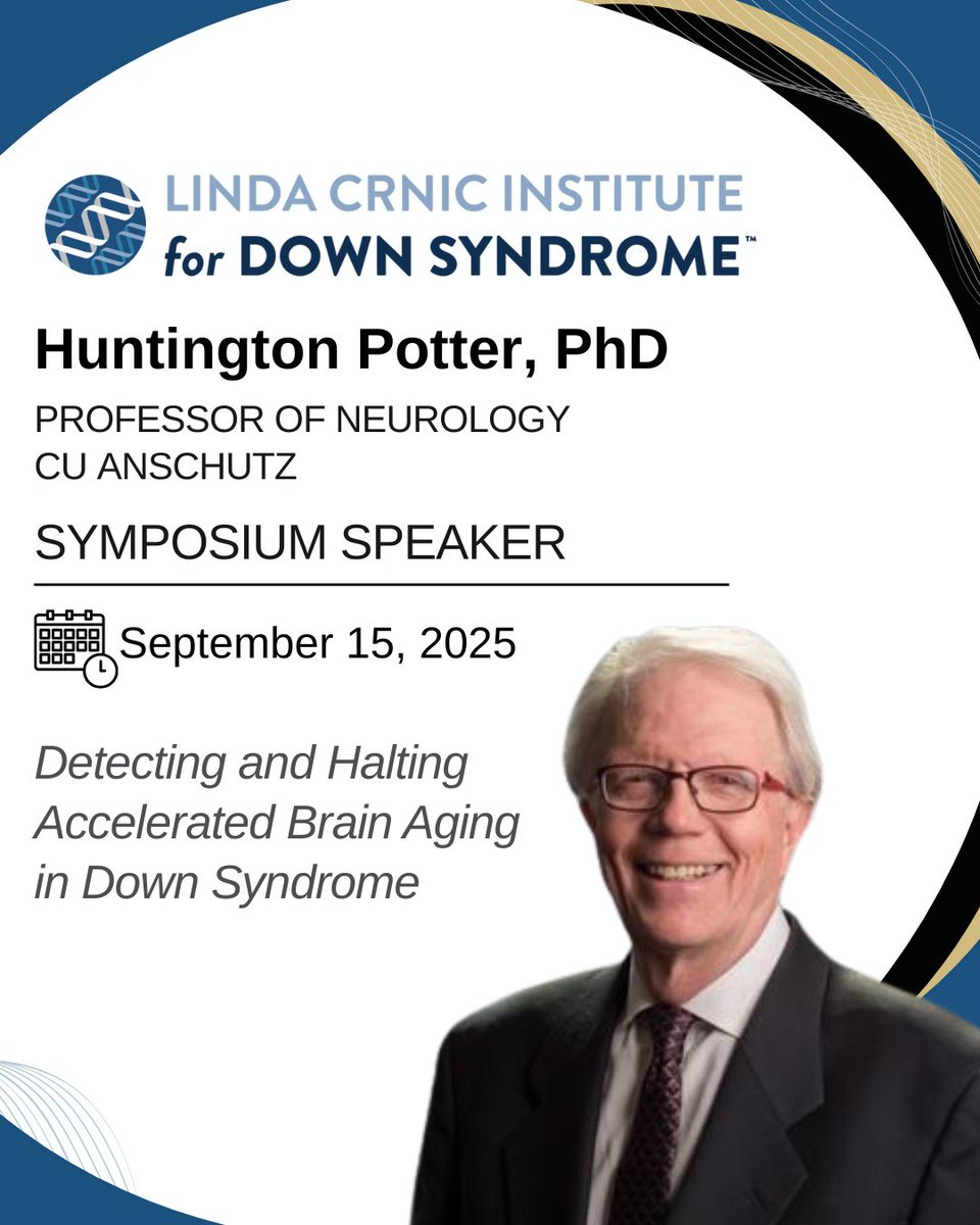 Our Down Syndrome Research Symposium on Sept. 15 is quickly approaching!

Dr. Huntington Potter, professor of neurology and director of the Alzheimer’s Cognition Center, will present “Detecting and Halting Accelerated Brain Aging in Down Syndrome.” bit.ly/DS-Symposium.