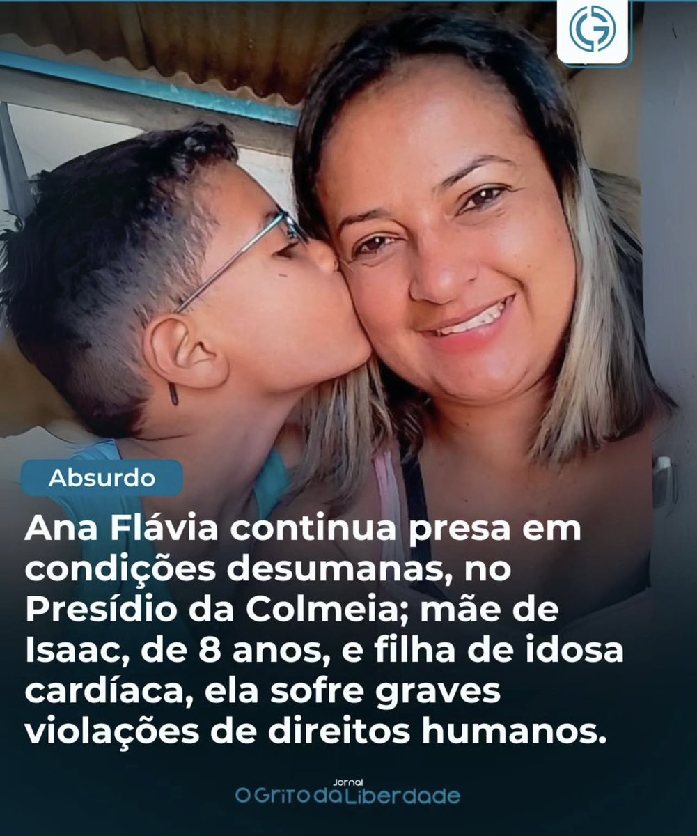 Dr Luiz Felipe (@luiz_adv_felipe) on Twitter photo Ana Flávia, mãe de Isaac de 8 anos , condenada pelo 08.01, continua sofrendo tratamento desumano e degradante no presídio da Colmeia - DF
<a href="/SecRubio/">Secretary Marco Rubio</a> <a href="/marcorubio/">Marco Rubio</a> <a href="/tudoconstausa/">Rodrigo Constantino USA</a> <a href="/DepRodrigo_/">Deputado Rodrigo</a> <a href="/realDonaldTrump/">Donald J. Trump</a> <a href="/JamileDavies/">Jamile DeSouza-Davies</a> <a href="/RepMariaSalazar/">Rep. María Elvira Salazar</a> <a href="/allanconta5/">Allan Dos Santos</a> <a href="/MaElviraSalazar/">María Elvira Salazar 🇺🇸</a> <a href="/AnaSibut/">Ana Sibut 🇮🇱</a> Ana Flávia, mãe de Isaac de 8 anos , condenada pelo 08.01, continua sofrendo tratamento desumano e degradante no presídio da Colmeia - DF
<a href="/SecRubio/">Secretary Marco Rubio</a> <a href="/marcorubio/">Marco Rubio</a> <a href="/tudoconstausa/">Rodrigo Constantino USA</a> <a href="/DepRodrigo_/">Deputado Rodrigo</a> <a href="/realDonaldTrump/">Donald J. Trump</a> <a href="/JamileDavies/">Jamile DeSouza-Davies</a> <a href="/RepMariaSalazar/">Rep. María Elvira Salazar</a> <a href="/allanconta5/">Allan Dos Santos</a> <a href="/MaElviraSalazar/">María Elvira Salazar 🇺🇸</a> <a href="/AnaSibut/">Ana Sibut 🇮🇱</a>