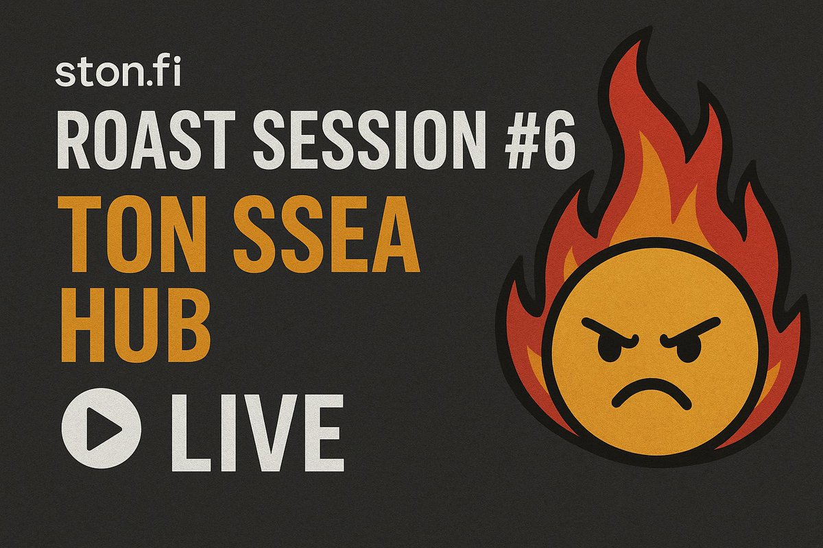 Jumane22's tweet photo. https://t.co/q5Yej1txIU presents Roast Session 6
Featuring the TON SSEA Hub
Join us for open conversations fresh insights and community vibes
Be part of the discussion and don’t miss out.@ston_fi
#STONFI #TON #RoastSession https://t.co/589vG2Spjt