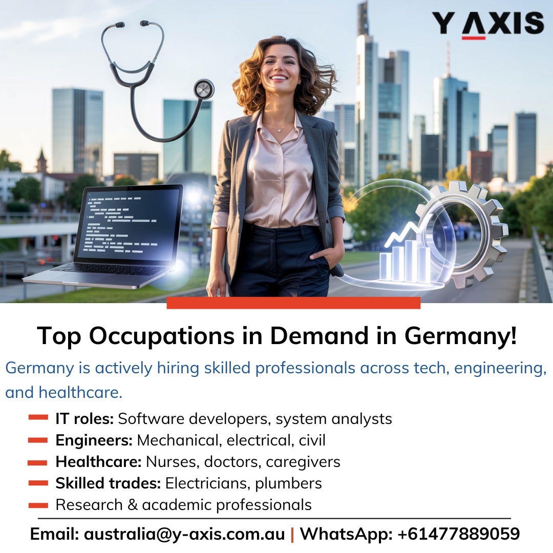 Yaxisaustralia's tweet image. Top Occupations in Demand in Germany!⁠
⁠
Germany is actively hiring skilled professionals across tech, engineering, and healthcare.⁠
⁠
 IT roles: Software developers, system analysts⁠
⁠
 Engineers: Mechanical
⁠
Contact us: y-axis.com.au/visa/work/germ…

⁠#YAxis #WorkInGermany