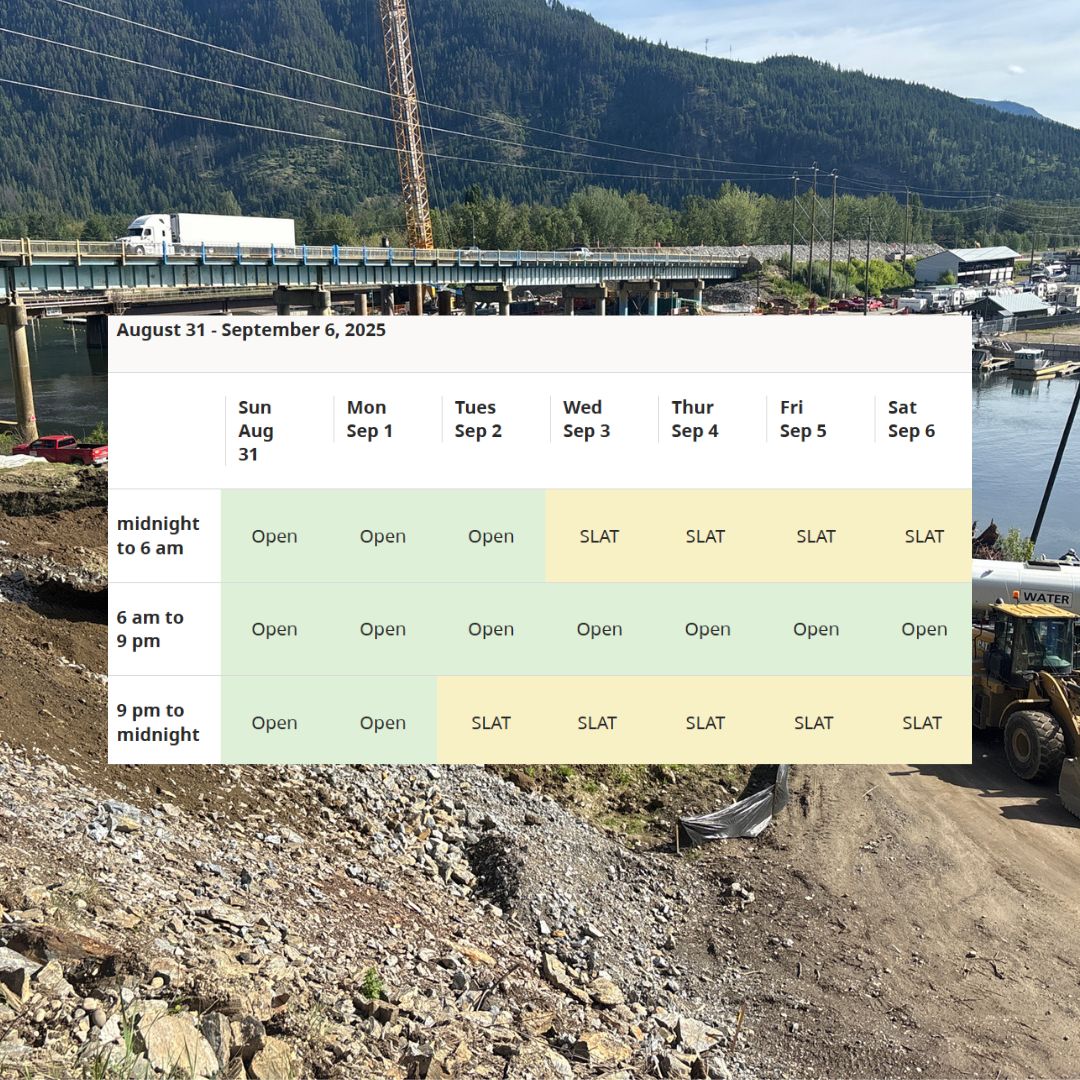 R.W. Bruhn Bridge Update!🚧
DriveBC: ow.ly/MQZU50W6xSm
Project Webpage: ow.ly/MBYY50W6xSk
#Sicamous #RWBruhnBridge #Highway1