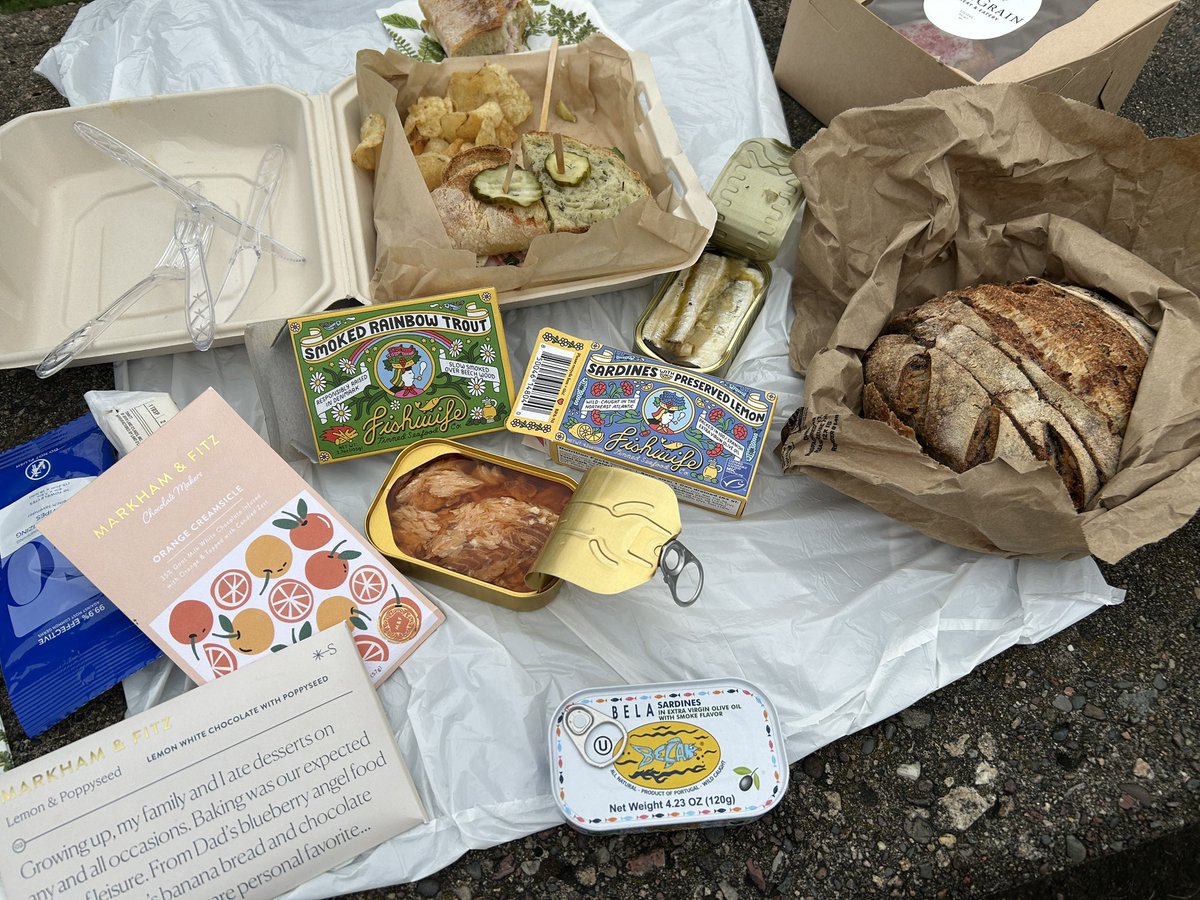 FoodStringer's tweet image. Friday Fish! Picnic in the park Magic! Amazing @TheMainGrain Bakery basket of goodies!