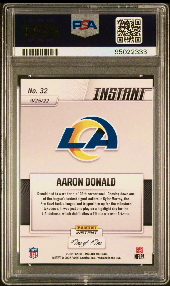 Alright… uno mas 1/1

Donald 1/1 PSA 8

100th career sack…. Sick card imo 

Open to offers!