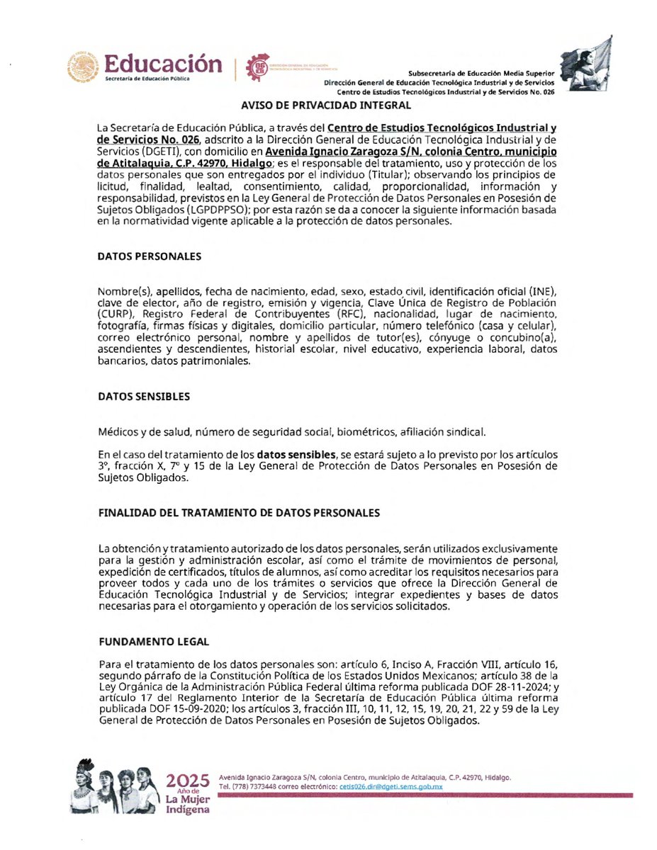 Cetis26R's tweet photo. Aviso de Privacidad Integral https://t.co/3mMwbaPa86