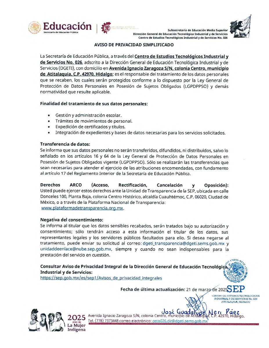 Cetis26R's tweet photo. Aviso de Privacidad Simplificado https://t.co/CSik2lQTBn