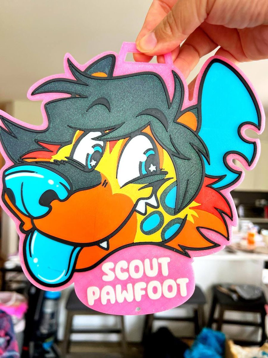 ScoutPawfoot's tweet photo. 🌈⭐️Please Share/ Retweet!⭐️🌈

I’m open for 3D printed badges! Only 125 + Shipping! 
I have a bunch of fun filaments, such as UV reactive, glow in the dark, and sparkle! 

Please DM if interested! I can arrange for Megaplex/Furry Migration/AFC pickup for a discount. https://t.co/Jgb4MNvMrG