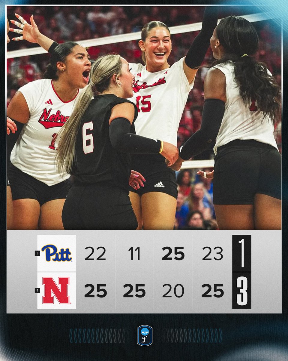 NCAA Women's Volleyball (@ncaavolleyball) on Twitter photo THE HUSKERS GET THE FIRST WIN OF THE SEASON 🤩
No. 1 <a href="/HuskerVB/">Nebraska Volleyball</a> defeats No. 3 Pitt in four sets to get the win!
#NCAAWVB THE HUSKERS GET THE FIRST WIN OF THE SEASON 🤩
No. 1 <a href="/HuskerVB/">Nebraska Volleyball</a> defeats No. 3 Pitt in four sets to get the win!
#NCAAWVB