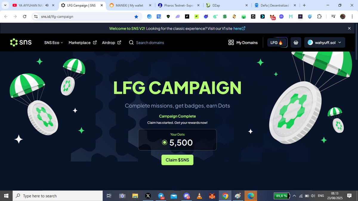 Airdrop Claim <a href="/sns/">sns.sol</a> 
sns.id/lfg-campaign
