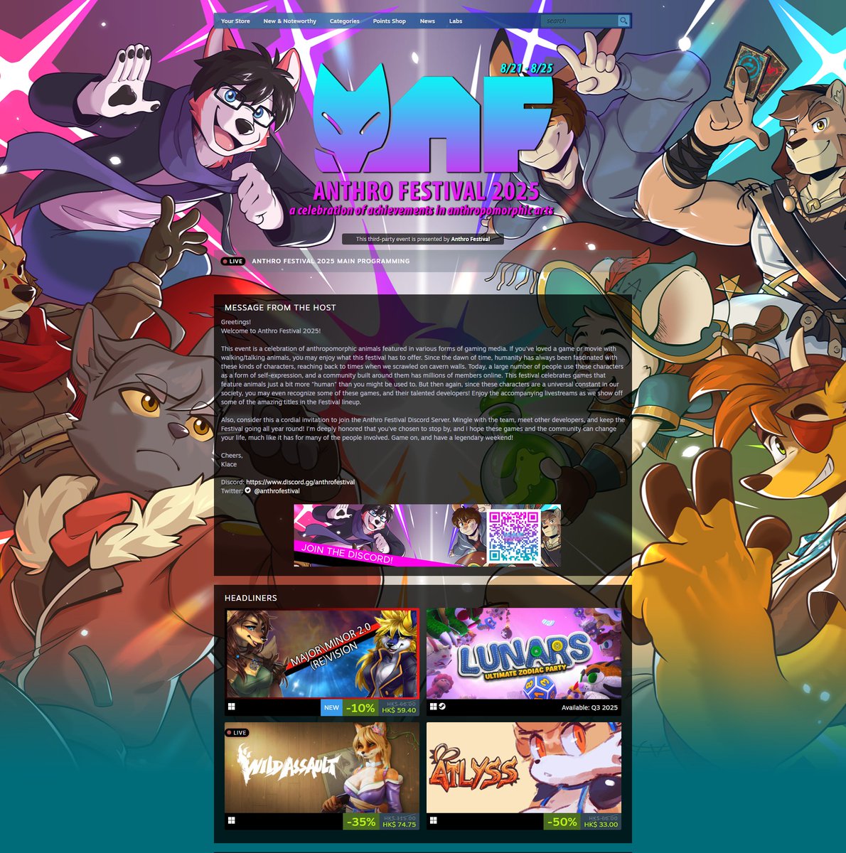Great News!​​
Wild Assault​​ is now featured on the ​​Steam Anthro Festival 2025 homepage! Thank you all for your unwavering love and support!