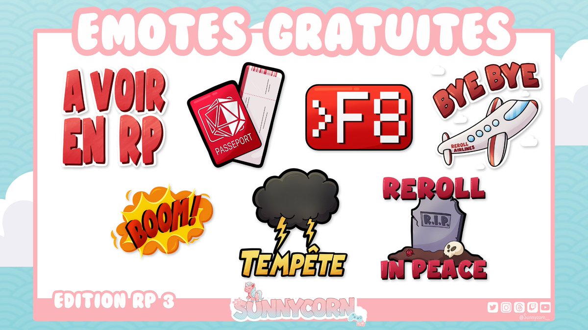 Nouveau pack d'émotes gratuites édition "RP/Reroll" ✨

Si certaines vous intéressent, vous pouvez les télécharger ici :
ko-fi.com/s/5216ae54ea

J'espère qu'elles vous plairont, hésitez pas à partager si vous avez envie 🫶

#RerollRP