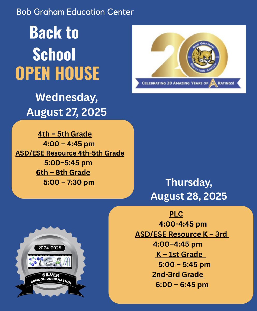 BGEC Back-to-School Open House! 🐾💙💛 <a href="/MDCPS/">Miami-Dade Schools</a> <a href="/SuptDotres/">Jose L. Dotres, Ed.D.</a> <a href="/RobertoAlonsoFL/">RobertoJAlonso</a> #SHOWUPMDCPS #YourBestChoiceMDCPS #BGEC