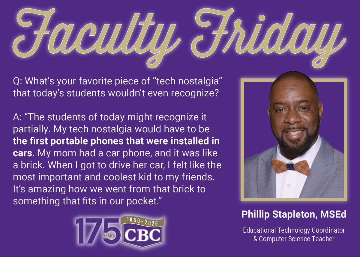 As we celebrate 175 years of tradition and innovation, we’re proud to highlight Mr. Phillip Stapleton. 

As part of the pioneering STEM team at CBC, he’s helping shape the future of education with creative and innovative teaching methods — while continuing our long legacy of