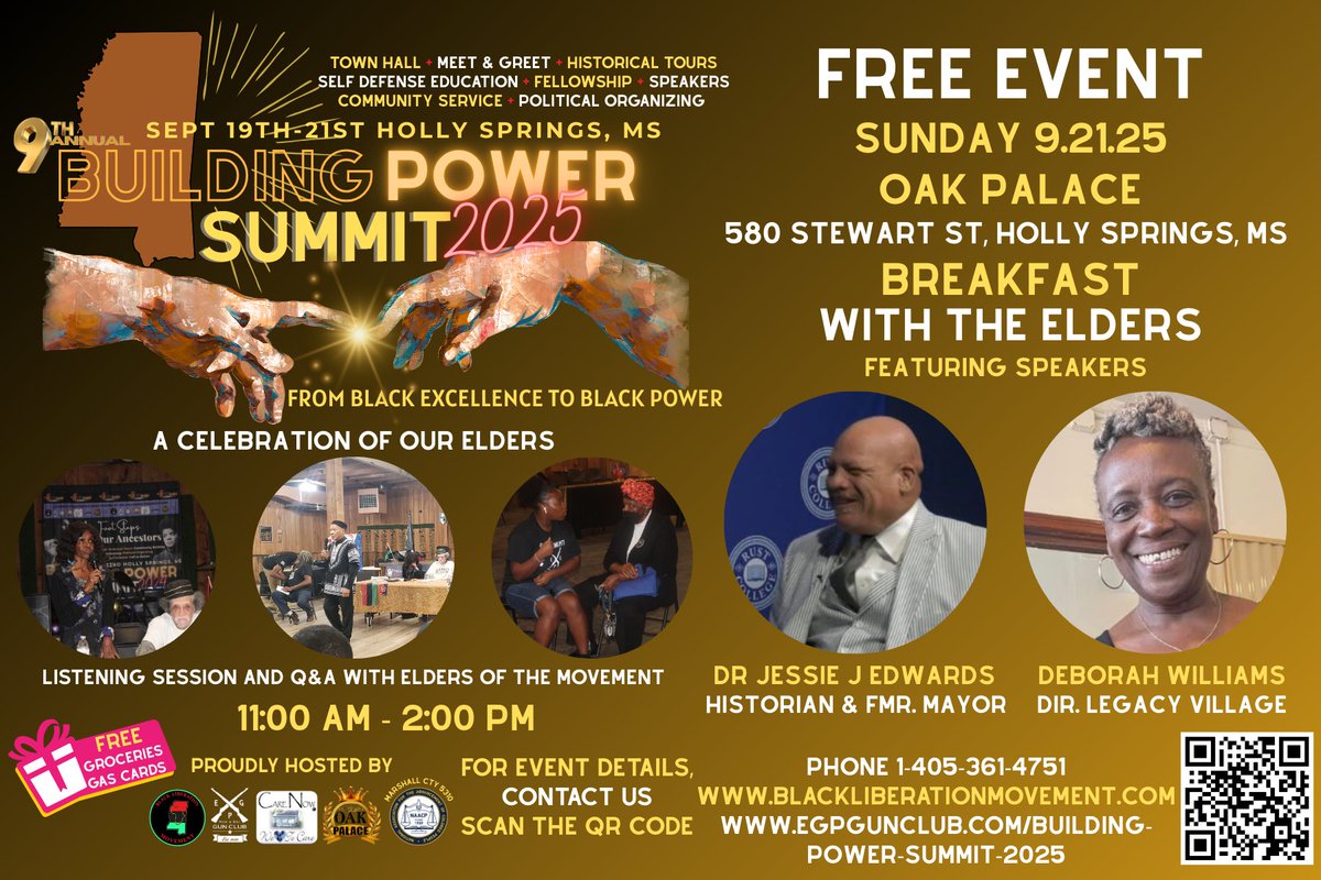 We have been away but we have been BUSY! #EGPGC is excited to be a part of the 2025 Building Power Summit now in its 9th year! This 3 day powerful experience is FREE and in the Beautiful Black City of Holly Springs MS coming Sept 19th-21st! If you're in the area Join Us ✊🏾✊🏾✊🏾