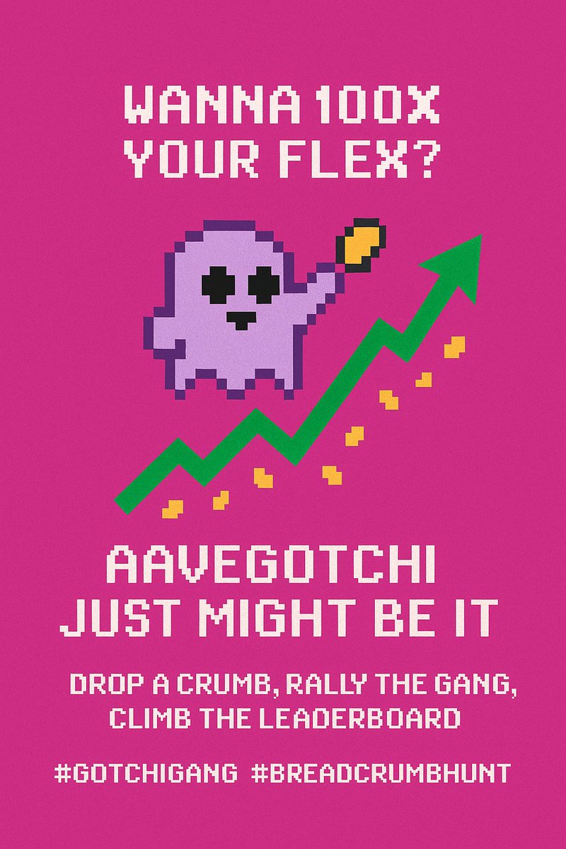 Pengo73469905's tweet photo. Wanna 100x your flex? Aavegotchi just might be it 🕹️  
Drop a crumb, rally the gang, climb the leaderboard 🧩  
#GotchiGang #BreadcrumbHunt
@aavegotchi https://t.co/EjwiWgSTJT