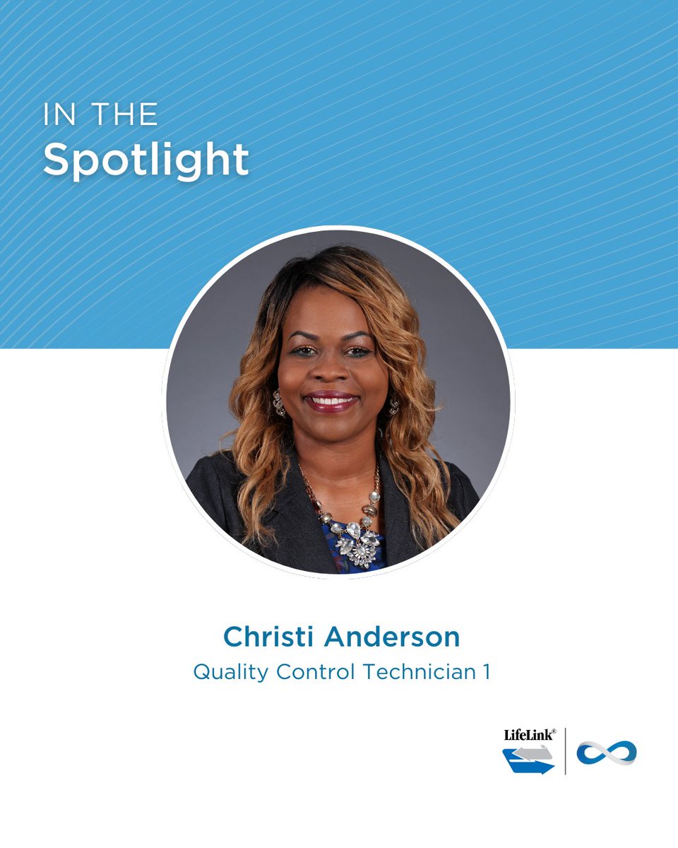 LifeLinkFL's tweet image. Christi Anderson, Quality Control Technician, celebrates 25 years with LifeLink of Florida this month. 💙 Congratulations, Christi! 🎉 Thank you for your commitment to our mission.  

#YourStoryContinues #LifeLinkInfinity #LifeLinkFL