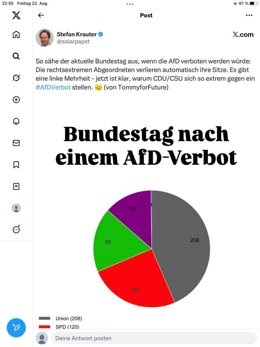 Kuse-Isingschulte, R (@r_kuse) on Twitter photo Glaubt wohl nur der <a href="/solarpapst/">Stefan Krauter</a> , daß einfach 150 Mandate gestrichen werden. Da ist eher eine Neuberechnung fällig. Glaubt wohl nur der <a href="/solarpapst/">Stefan Krauter</a> , daß einfach 150 Mandate gestrichen werden. Da ist eher eine Neuberechnung fällig.