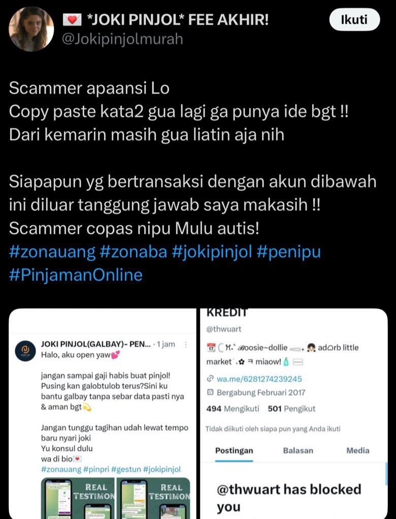 Kena scam?
3x ganti usn? ganti Ava terus😂 lo aja scam kontol.
Masuk base juga
@Jokipinjolmurah sadarr jelek
#zonauang #jokipinjol #zonajajan #pinjol #pinpri #gestun