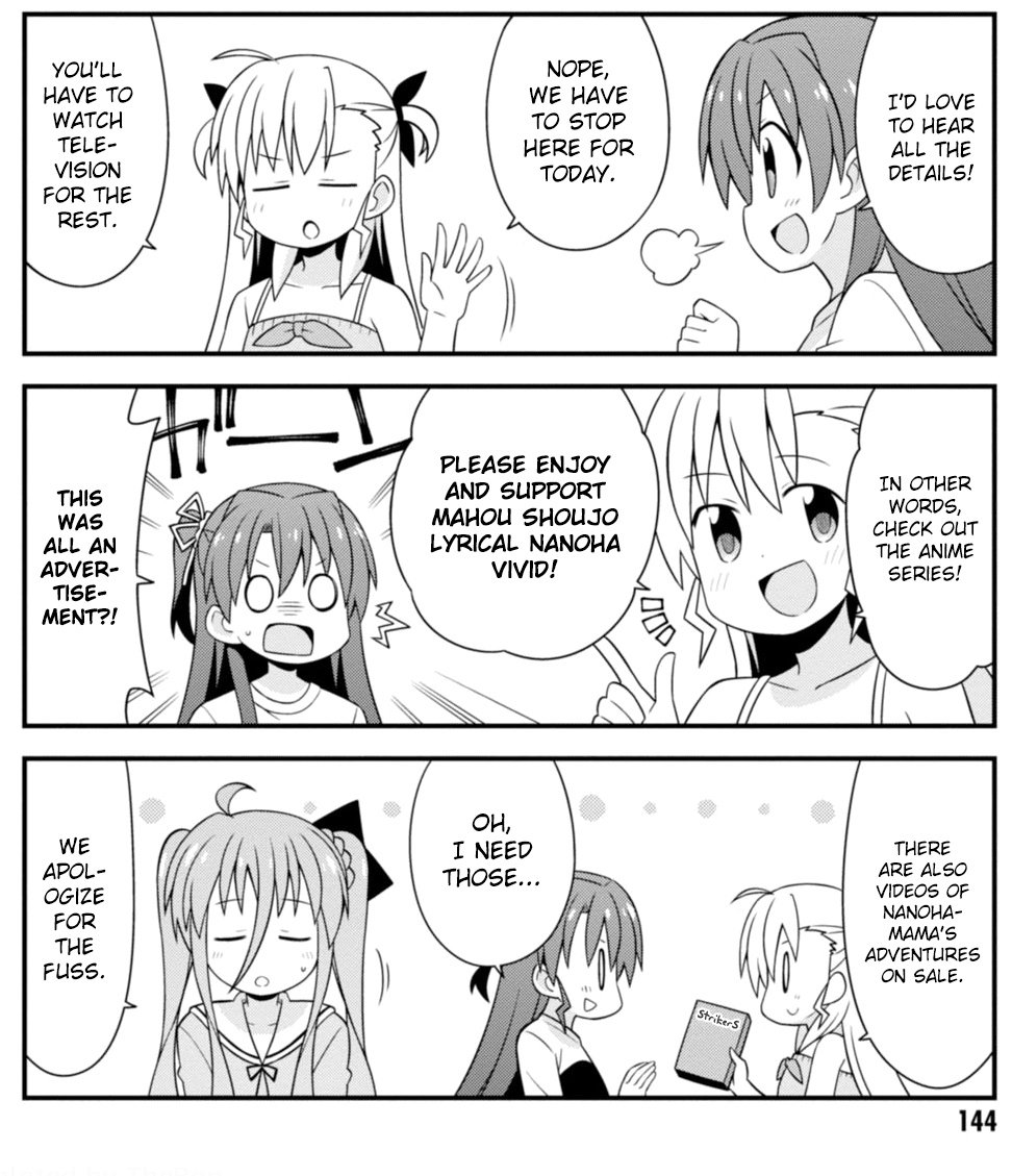 I love when manga release bonus chapters and it's just characters unashamedly promoting the manga itself and/or all the anime projects tied to it.

[Magical Girl Lyrical Nanoha ViVid Life] #nanoha