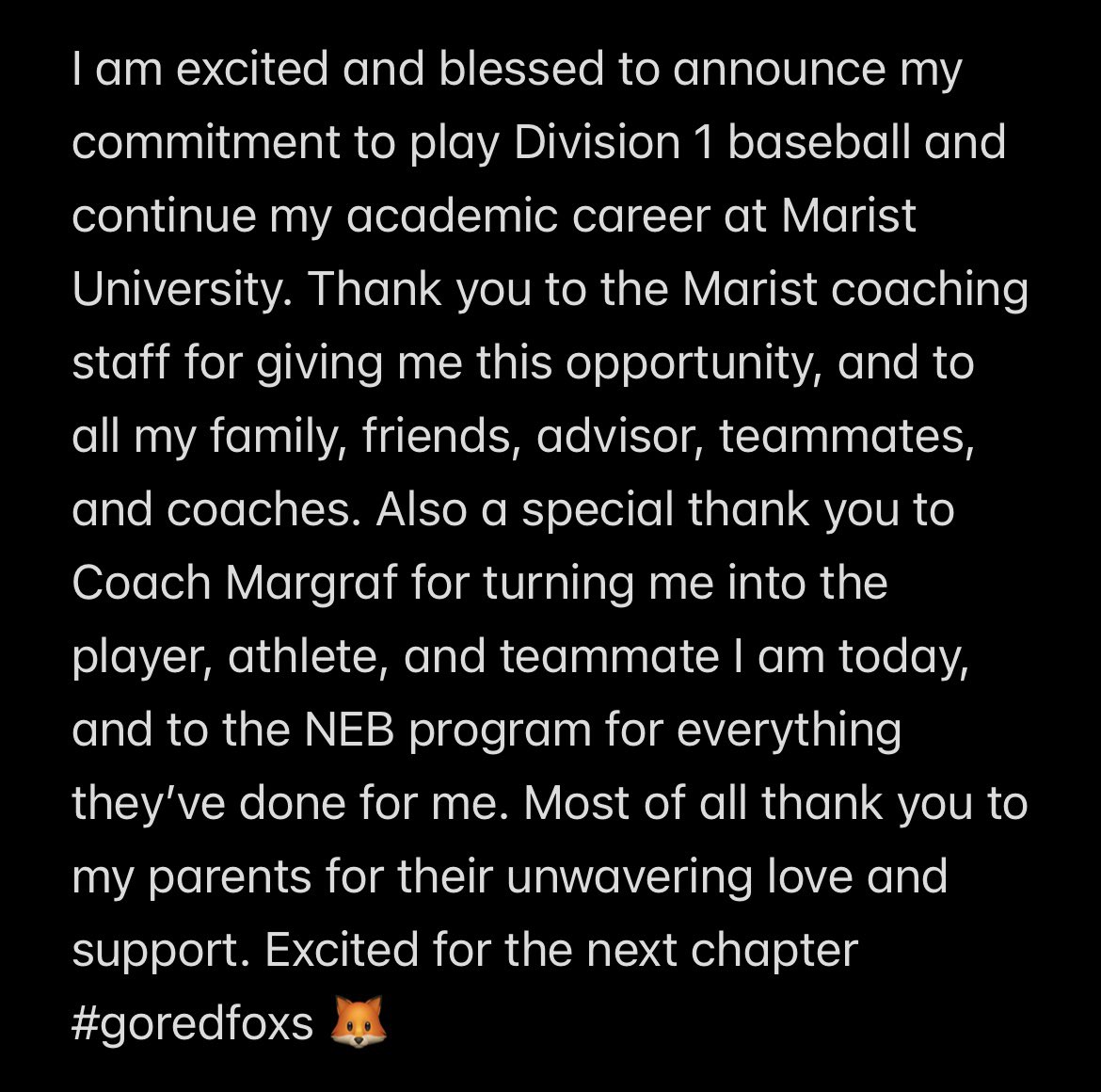 #goredfoxs 🦊’30
<a href="/NorthEast_BBall/">NEB</a> <a href="/Kruger422/">Matt Kruger</a> 
<a href="/NEBscottp/">Scott Patterson</a> <a href="/CoachMazz/">Coach Mazz</a> <a href="/Marist_BSB/">Marist Baseball</a>