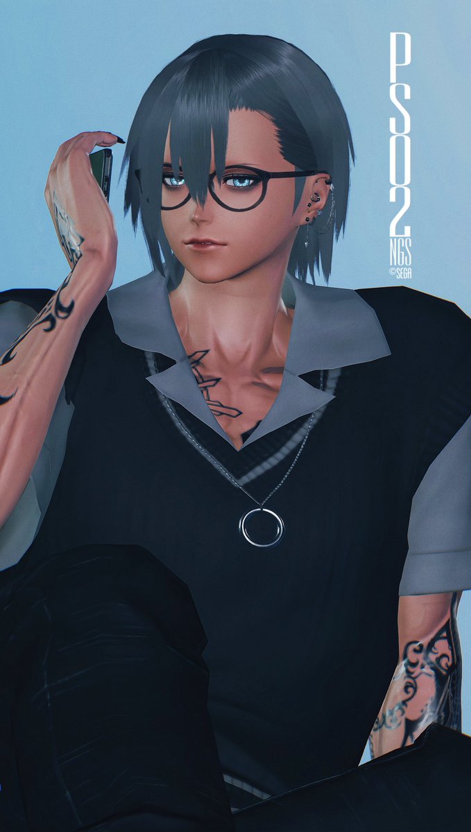 おはようございますฅ^•ω•^ฅ🐾🤍
サマーニットベスト✖️ルーサーの髪型この組み合わせ私の癖に刺さりました➳ ( ˙-˙=͟͟͞͞)♡

 #PSO2NGS_S︎S  #Leork 
 #男性キャラ応援し隊