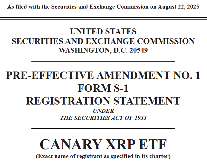 NateGeraci's tweet photo. S-1 amendments rolling in today on spot xrp ETFs…

Canary, CoinShares, Franklin, 21Shares, WisdomTree, &amp; Bitwise so far.

Highly notable to see them cluster like this.

Very good sign IMO. https://t.co/Ee7ZPdBuPW