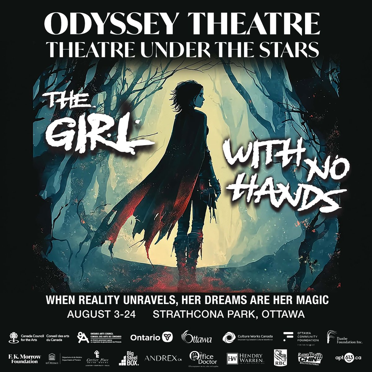 FINAL 3 SHOWS – Don’t Miss The Girl With No Hands!

📅 Only until Aug 24 | 📍Strathcona Park
🕗 Sat 8PM | Sun 2PM &amp; 8PM

A bold, darkly comic twist on a Brothers Grimm tale.
Darkly funny. Visually stunning. Fiercely original.
Once it’s gone, it’s gone.

🎟️ eventbrite.ca/e/139722127945…