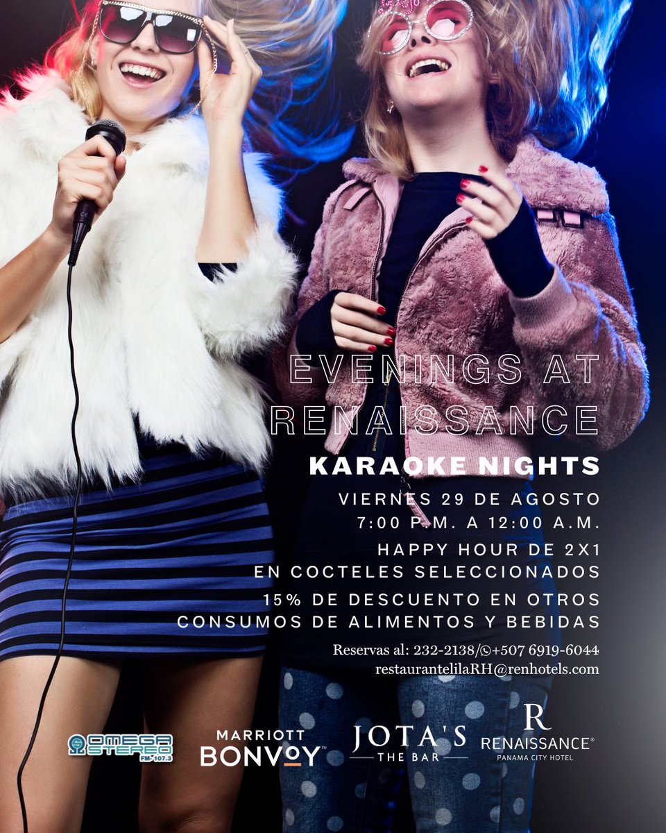 🎤✨ Descubre lo inesperado en una noche de ritmo y expresión.
Únete a nuestro Evening At Renaissance: Karaoke Night y deja que tu voz sea parte de la experiencia. #JotasTheBar #renhotels #EveningsAtRenaissance #karaoke #RenaissancePanama