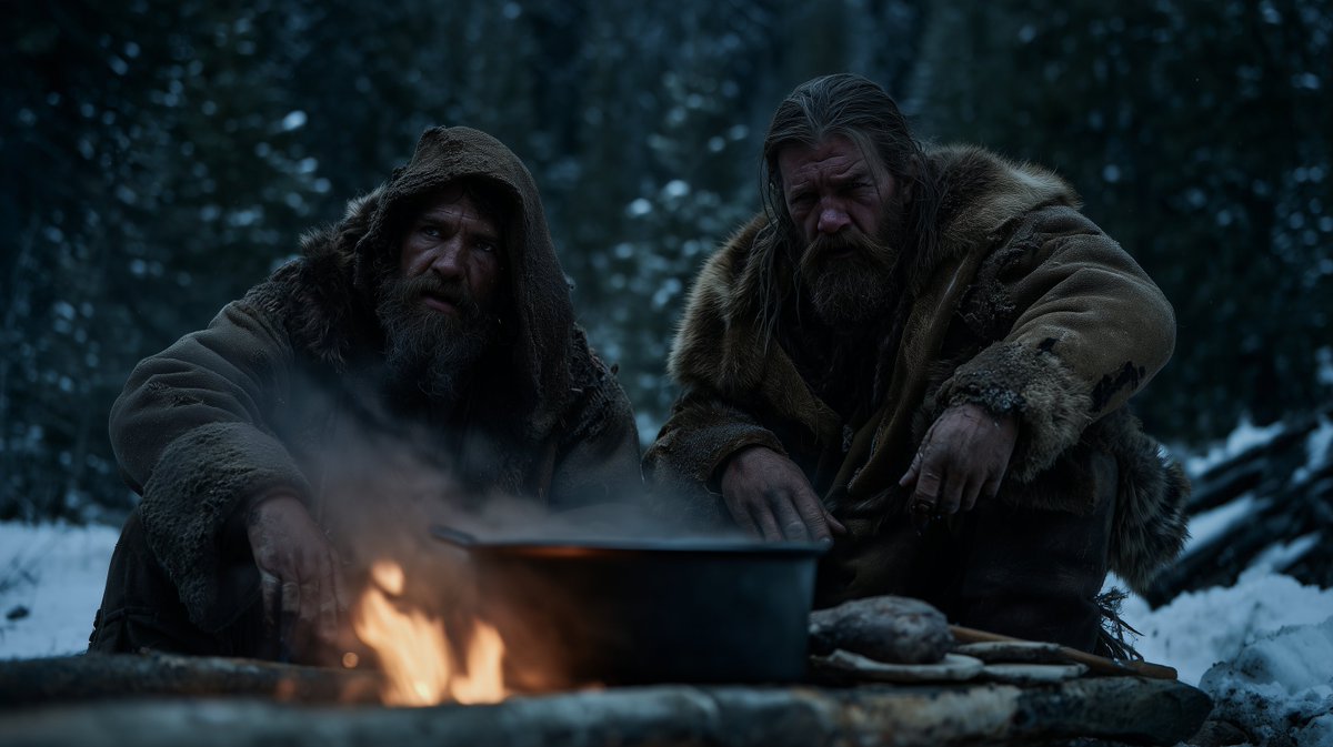 whatisitsergey's tweet image. Please, who can make a POV view from the eyes of one of the characters to the bonfire using nanobanana based on this frame???
my 20 attempts did not yield results