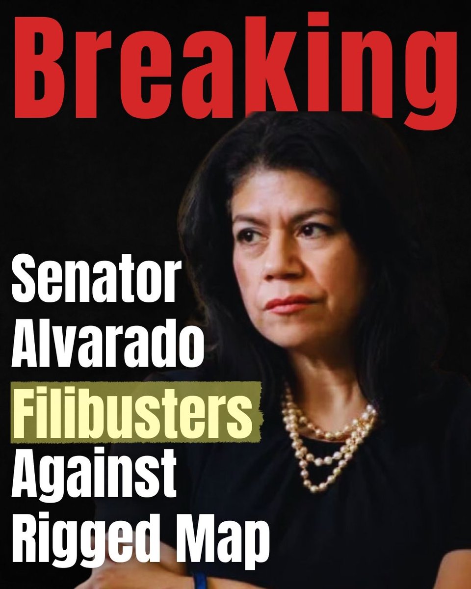 texasdemocrats's tweet image. 🔥 Breaking: Senator Carol Alvarado to Filibuster Against Republican Election-Rigging Maps

Texas Democrats are using every tool available to stop Trump’s authoritarian power grab.

We stand with Senator Alvarado. 

#FairMaps #StandWithCarol #txlege