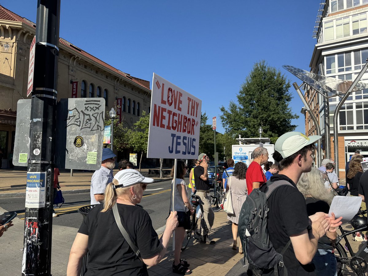 Kicking off now: A faith-led protest in DC’s Columbia Heights neighborhood against Trump’s effort to federalize the DC police force and deploy the national guard.