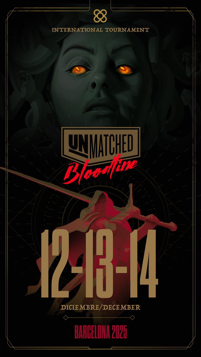 UN_Bloodline's tweet photo. We now have dates for our next international tournament. It will take place on December 12th, 13th, and 14th in Barcelona / Spain
#unmatched #boardgames #tournaments https://t.co/ep6RQAIkRw