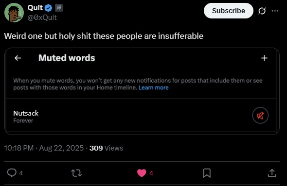 Looks like 0xQuit is getting nervous
