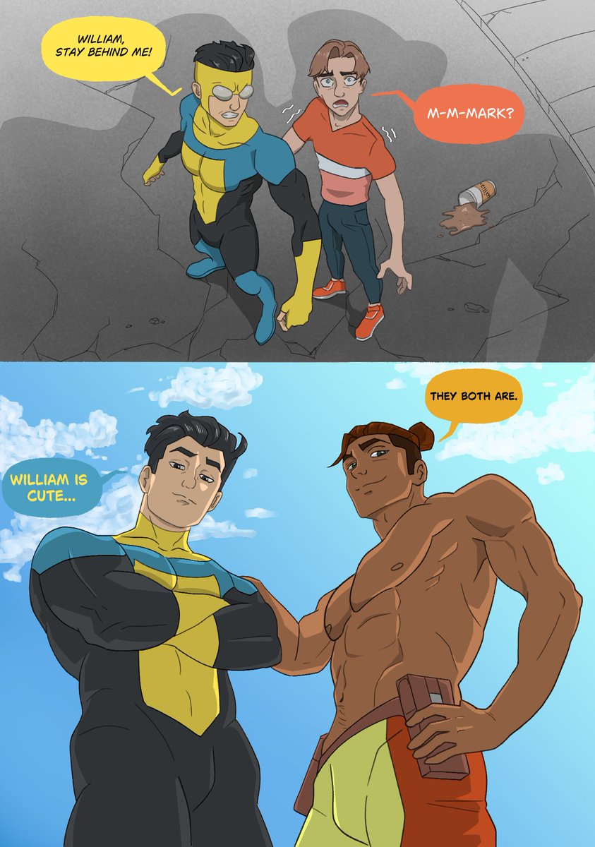 Rip William's coffee ☕ 
How do you think it will end for them?
...
William is the one risking the most! 😭 
#willmark #williamclockwell #imisswilliam #rexsplode #INVINCIBLE #invinciblefanart #gt #sizetwittter #bl #MarkGrayson #giant #fanart