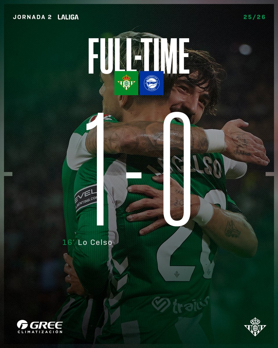 RealBetis's tweet image. 95' ⏱⚽️ ¡FINAAAAAAAAAL DEL PARTIDO! ¡LA VICTORIA SE QUEDA EN CASA!

💚🤍 #RealBetisAlavés 1-0 🔵⚪

#DíaDeBetis