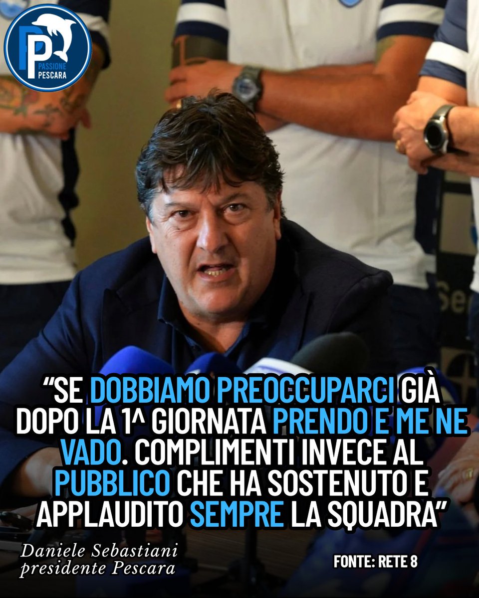 PassionePescara's tweet photo. 🐬 “@calciocesenafc è una squadra forte ma nel 2^tempo ci siamo fatti due gol da soli. Dobbiamo entrare nell’idea che ci sarà da soffrire perché questo è un campionato difficile e noi siamo una matricola”, ha dichiarato nel post gara il presidente del @PescaraCalcio #Sebastiani https://t.co/xtMDsfaCrm