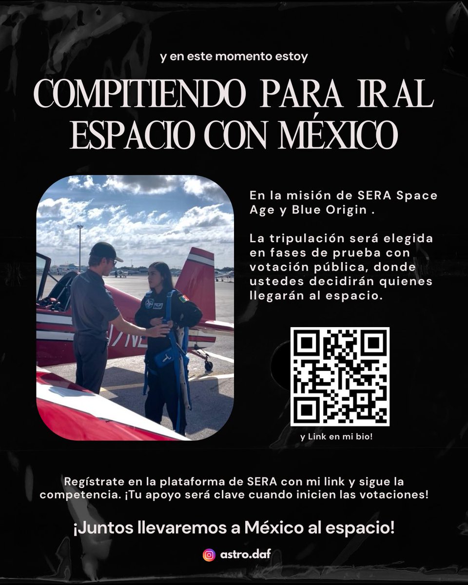 Este es apenas el comienzo de una aventura histórica para que juntos hagamos realidad este sueño.
 VAMOS MEXICOOOOO!!! 🇲🇽
#SERASpace