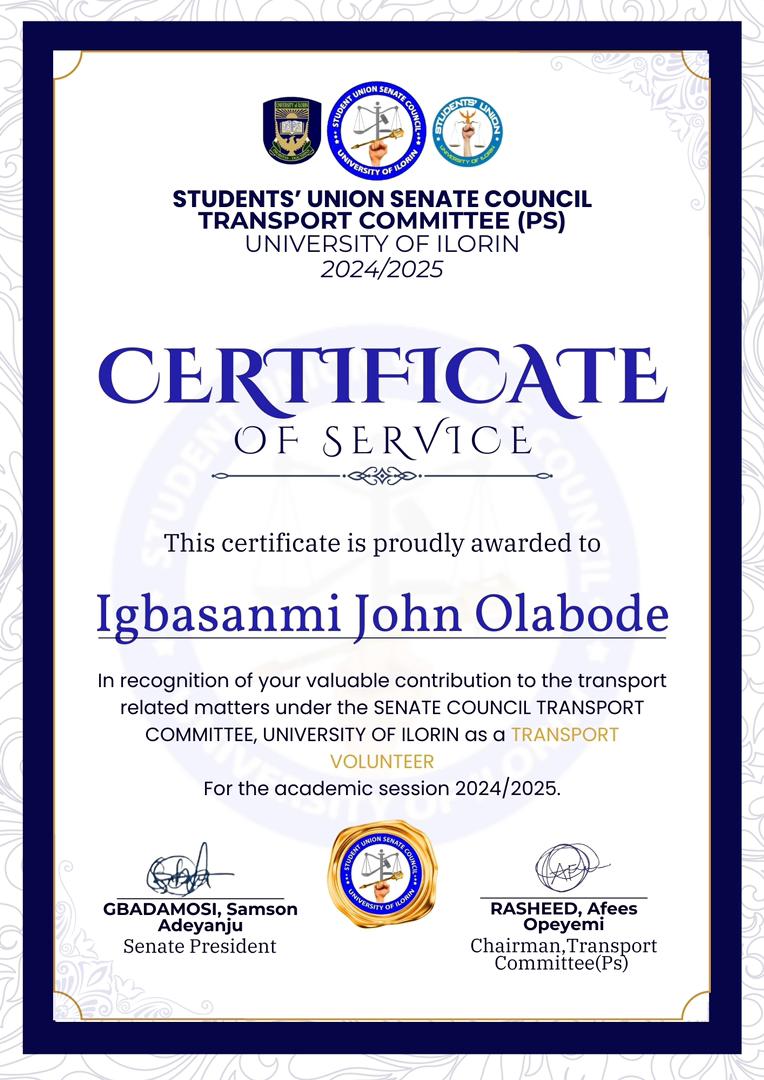 Hexagon of Unilorin (@hexagon_olabode) on Twitter photo Another testament to my volunteering spirit. During my time as one of the core members of the transport volunteers, I met wonderful people and interacted with them. A wonderful experience. It's an honor serving the university community <a href="/Rashaf01/">RASHEED AFEES โ SEN. RASHAF</a> <a href="/UnilorinSC/">Unilorin SU Senate Council</a> <a href="/UilStudentUnion/">Unilorin SU</a> Another testament to my volunteering spirit. During my time as one of the core members of the transport volunteers, I met wonderful people and interacted with them. A wonderful experience. It's an honor serving the university community <a href="/Rashaf01/">RASHEED AFEES โ SEN. RASHAF</a> <a href="/UnilorinSC/">Unilorin SU Senate Council</a> <a href="/UilStudentUnion/">Unilorin SU</a>