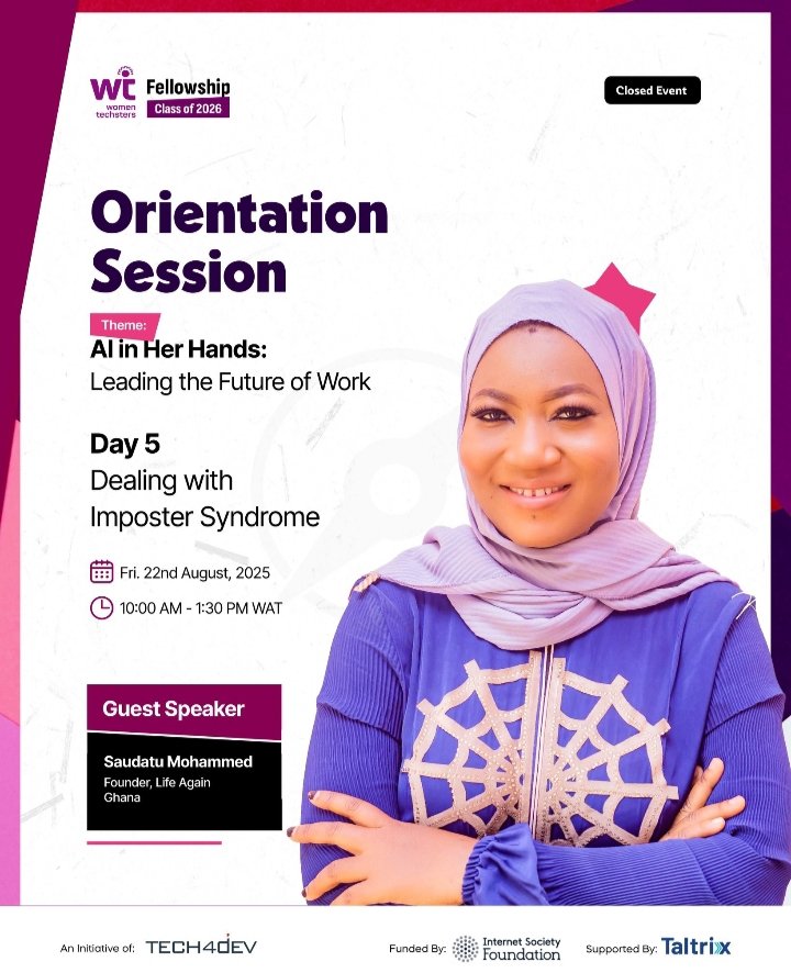 wildfl0w6r's tweet image. Day 5 of the WTF Orientation was all about community, inclusivity, N owning our voices.

Key takeaways:
• Start anyway, what you don’t start has already failed.
• Community multiplies impact, collaborate relentlessly.
• Know your worth, set boundaries, and protect your dignity