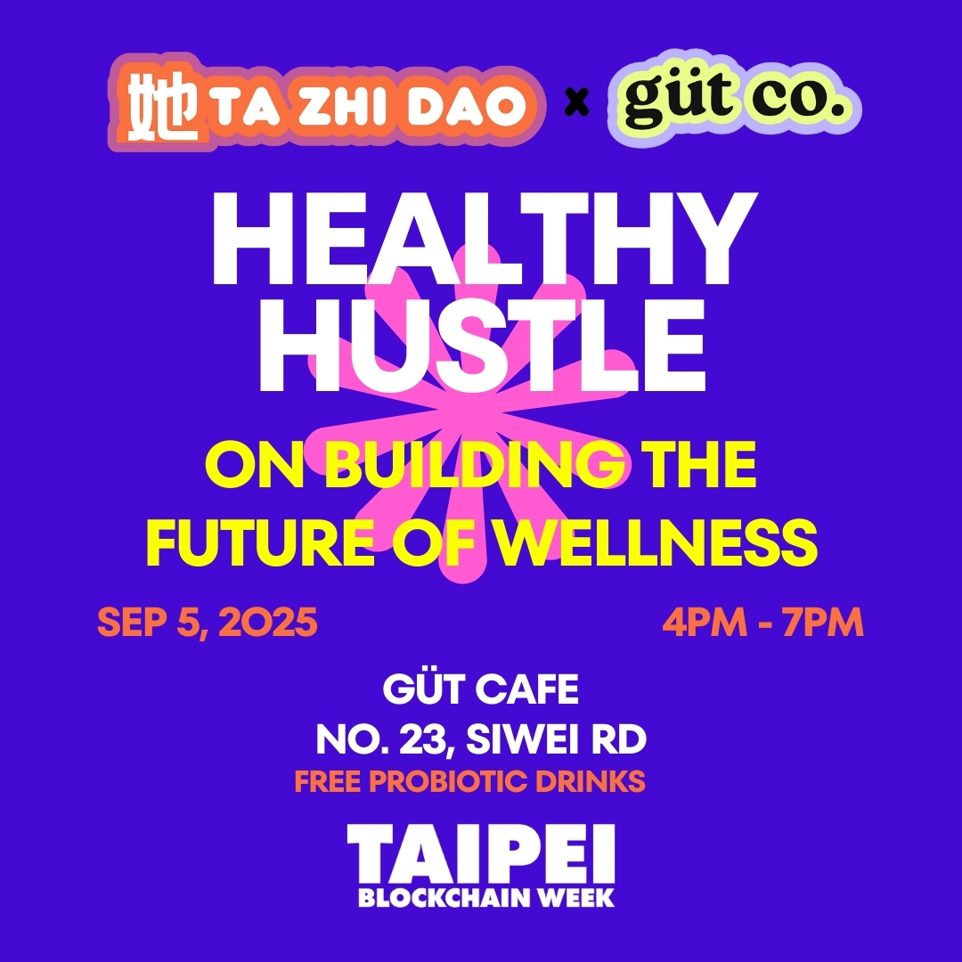 We're headed to <a href="/TaipeiWeek/">Taipei Blockchain Week</a>! 

We're hosting a "touch grass" side event at a healthy drinks venue in Taipei, and we'll have a panel at 5:30pm with 4 founders building in the wellness space.

Learn more about your body and living healthy with us >> lu.ma/0i9mx872
