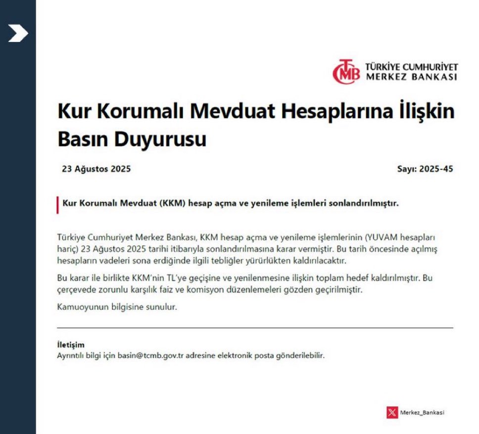 #SONDAKİKA 

Kur Korumalı Mevduat uygulaması sona erdi.