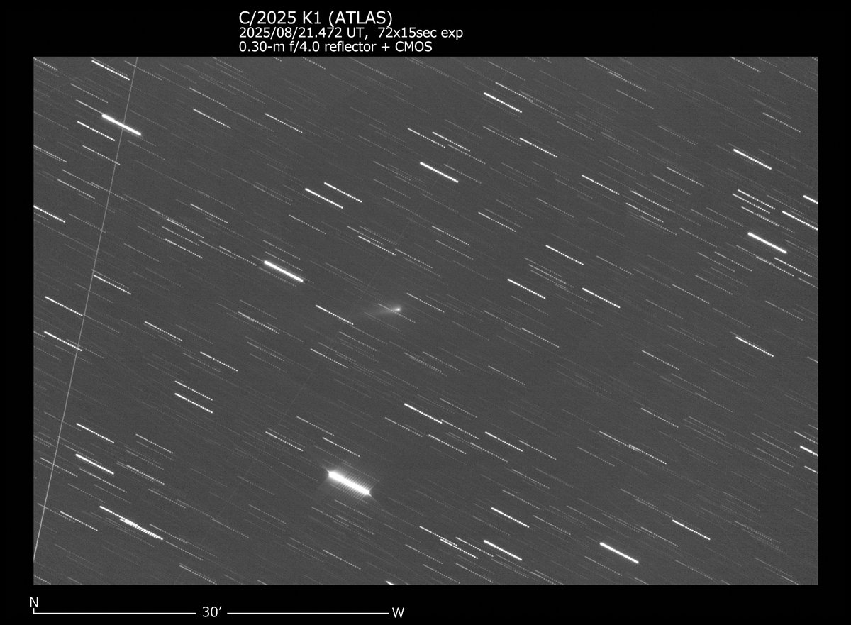 C/2025 K1 (ATLAS)
Aug. 21.46, 11.8V, 1'.2 (0.30-m f/4.0 reflector + CMOS);
#Cometobs