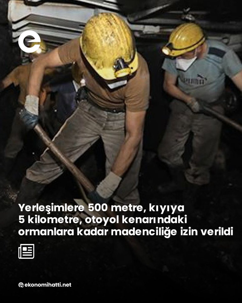 🚨 Madencilik için sınırlar gevşetildi!
Yeni düzenleme ile artık madencilik faaliyetleri çok daha geniş alanlarda yapılabilecek:
✅ Yerleşim yerlerine sadece 500 metre mesafe
✅ Kıyılara 5 km mesafe
✅ Otoyol kenarındaki ormanlarda dahi madencilik mümkün
🌲 Ormanlar, kıyılar ve
