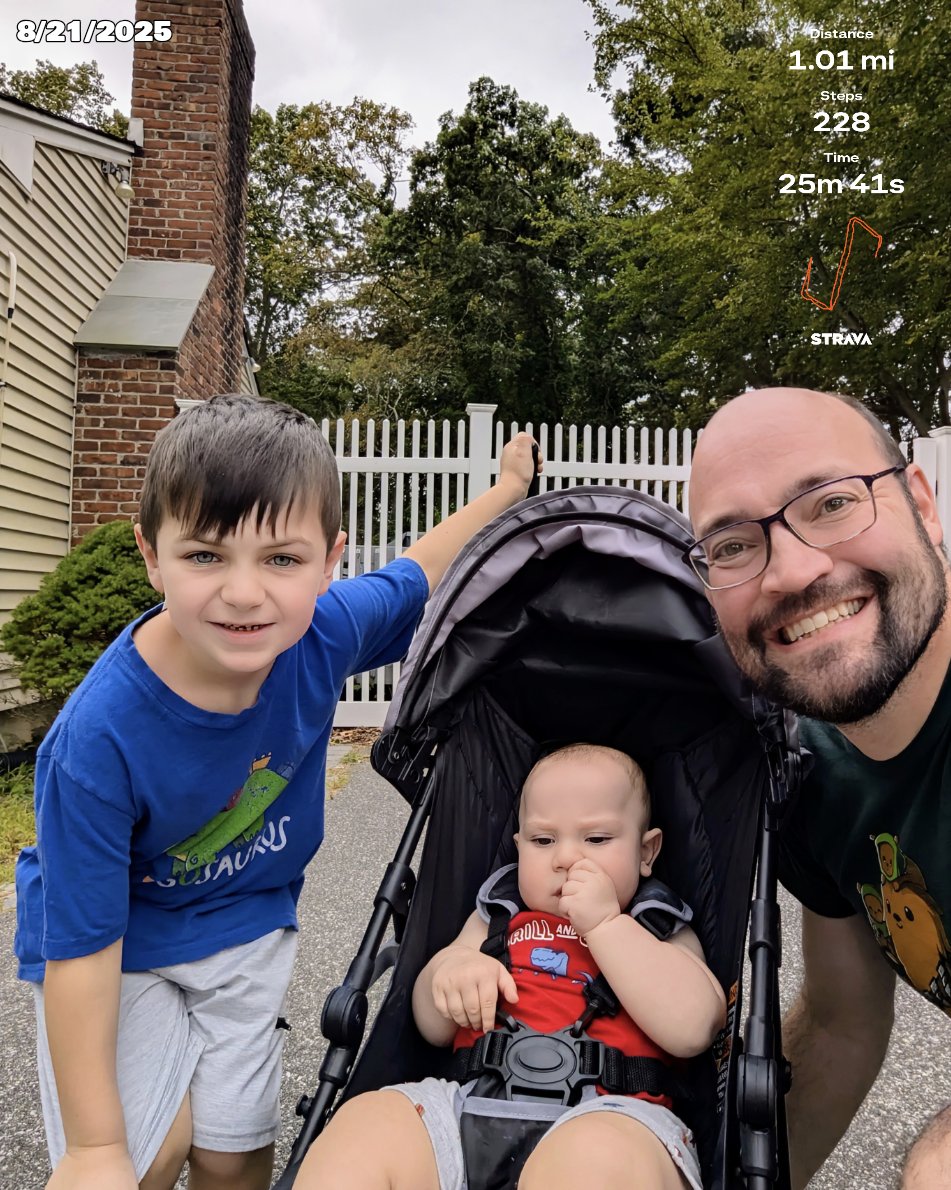 I went out for a great walk with my boys yesterday. It was nice to get out of the house. It was nice and cool with a breeze and felt like a great Fall day. I cherish these little moments.