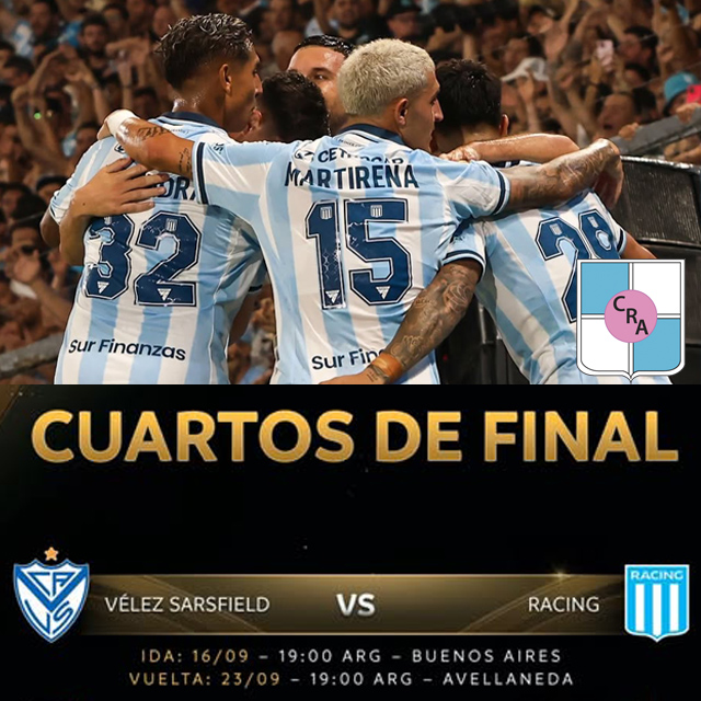 CRARacingClub's tweet photo. ¡Ya están las fechas de los cuartos de la #CopaLibertadores! 🏆
Racing vs. Velez
📍 Ida: Martes 16/09 – 19:00 | Amalfitani
📍 Vuelta: Martes 23/09 – 19:00 | El Cilindro
#RacingPositivo #Racing #DaleRacing #VamosRacing #ElPrimerGrande https://t.co/msXZ7ENL16