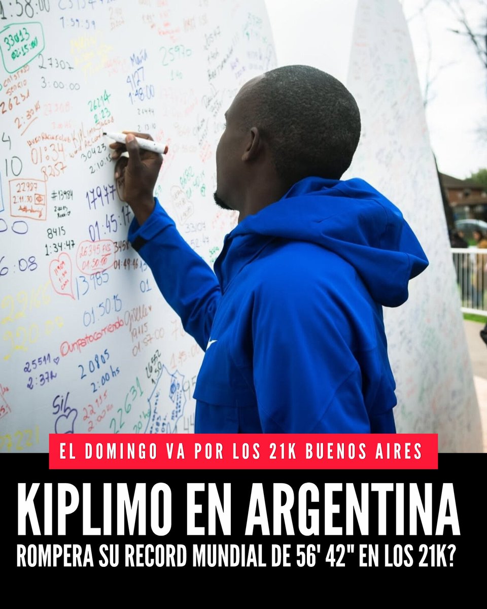 𝗞𝗜𝗣𝗟𝗜𝗠𝗢 𝗟𝗜𝗦𝗧𝗢 𝗣𝗔𝗥𝗔 𝗖𝗢𝗥𝗥𝗘𝗥 𝗟𝗢𝗦 𝟮𝟭𝗞 𝗕𝗨𝗘𝗡𝗢𝗦 𝗔𝗜𝗥𝗘𝗦
El corredor más rápido del mundo en la distancia del Medio Maratón Jajob Kiplimo ya está en Buenos Aires, romperá su propio record mundial de 56' 42"? 

#kiplimo #21KBsAs #rosariorunning