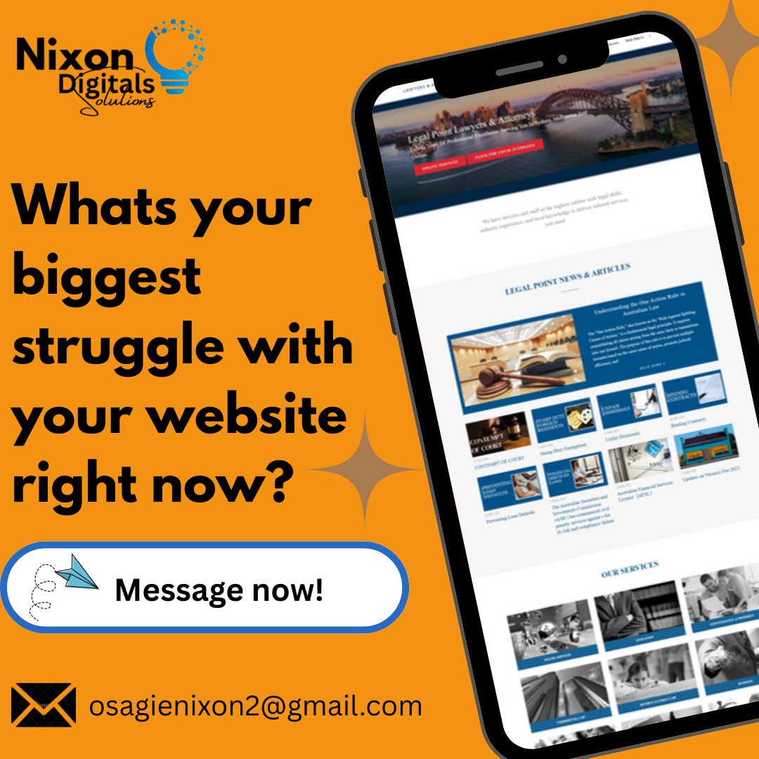 NixonOsagi36659's tweet image. What’s your biggest struggle with your website right now?
👇 Comment your question or DM me to get started! 🚀
🔗 upwork.com/freelancers/~0…
instagram.com/nixon_works?ig…
#WebsiteOptimization #WebDesignExpert #OnlineSuccess #BusinessGrowth #EntrepreneurLife #DigitalEntrepreneur