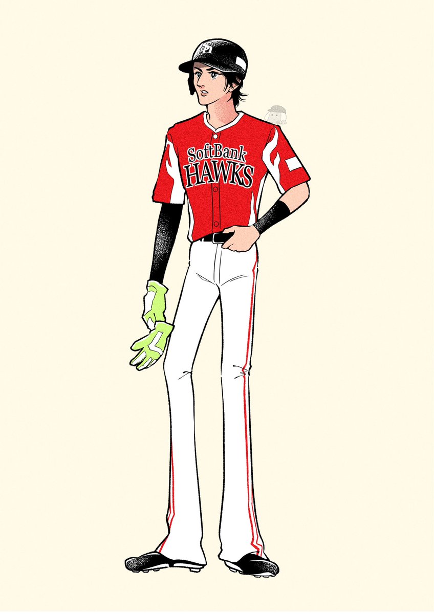 yakyu_dohamari's tweet photo. 周東選手のスタイルは昭和の少女漫画の足長ボーイ風が1番表現できそうと思って描いた、おふざけ絵です📛 https://t.co/AAeNETHtY4