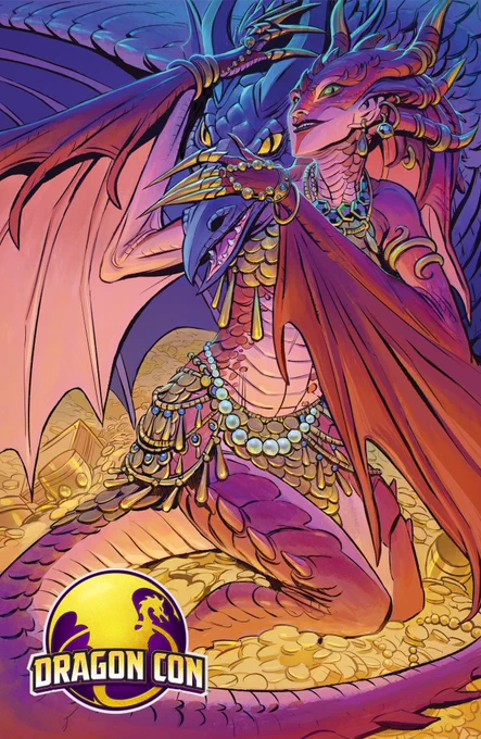 Going to Dragon Con next week! Here's a piece I did for their 2024 badge :D.